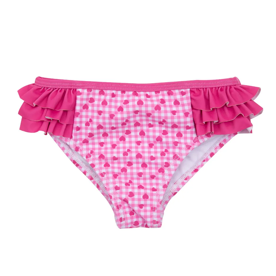 Mawi Slip Mare Bimba Vichy Rosa con Cuori e Volant