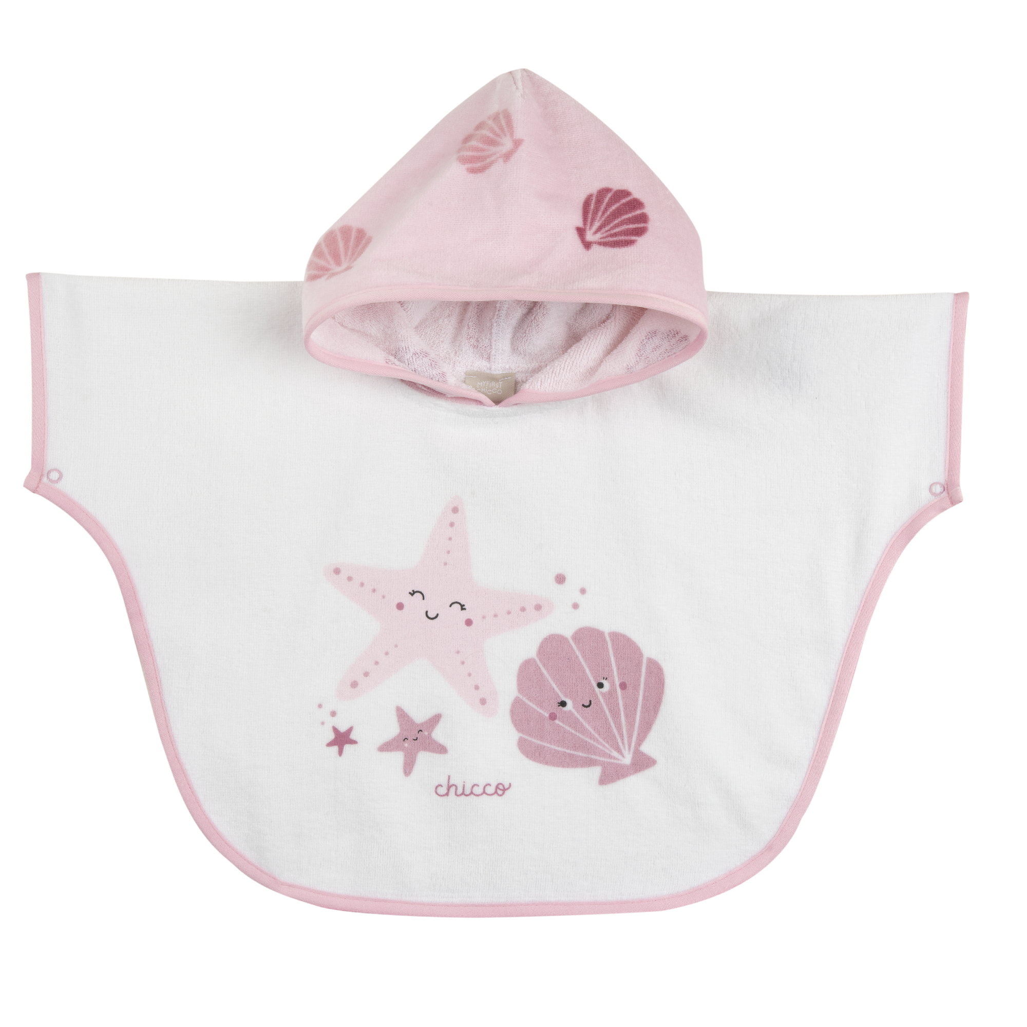 Chicco poncho bagno neonata bianco rosa spugna assorbente