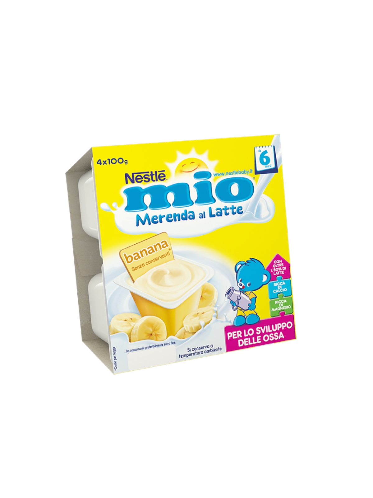 Nestlé Mio Merenda Lattea Banana 4x100 g con calcio