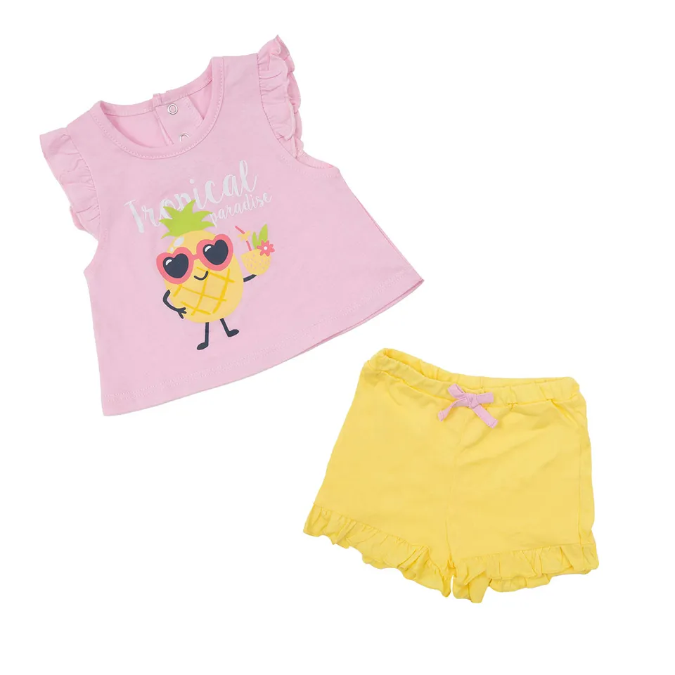 Toys Center Baby set bimba canotta e shorts rosa giallo